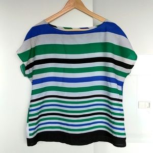 Cynthia Rowley Striped Short Sleeve Top L